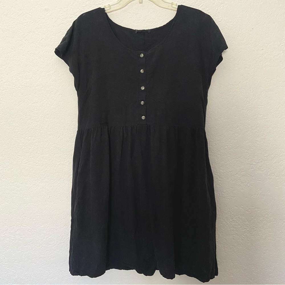 Black Mini Dress with Button Front